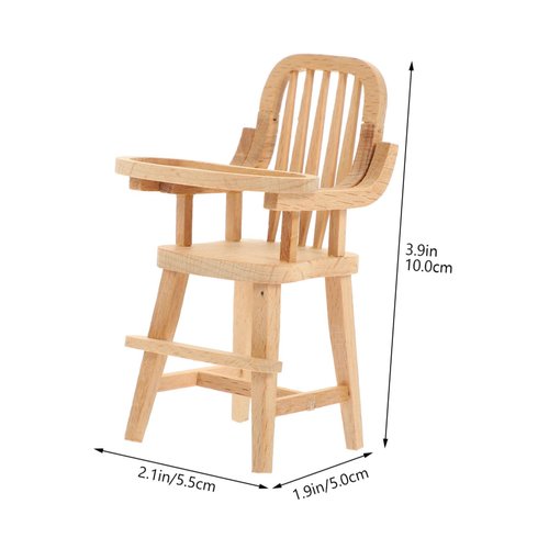 jojofuny Dollhouse Wooden High Chair, Miniature Highchair, Mini House Supplies, Mini Doll Furniture 1:12 Scale Desktop Chair Decoration Accessories