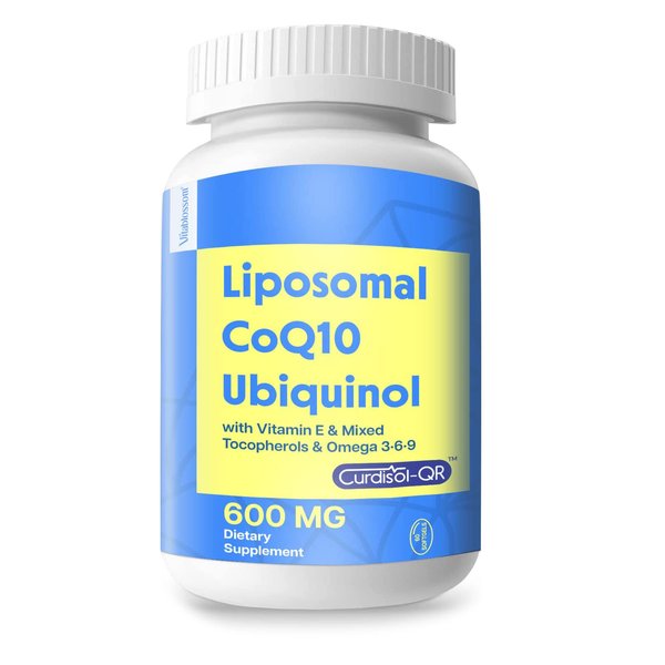 Liposomal CoQ10 600 mg Softgel Ubiquinol, Highest Absorption with Vitamin E, Omega 3 6 9, Mixed Tocopherols, Co Q10 Supplement for Powerful-Antioxidant, 60 Softgels