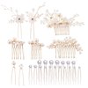 inSowni 26 Pack Gold Flower Pearl Wedding Bridal Hair Side Combs+U Shaped Hair Pins Clips Decorative Barrettes Rhinestone Crystal Accessories Headpieces for Women Girls Brides Bridesmaids