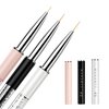 Makartt 3Pcs Nail Art Brushes, Thin Liner Brush Set with Shiny Diamond Handle & Caps, Acrylic Nail Brush Gel Nail Painting Brush Nail Drawing Brush for Nail Painting Nail Drawing Home DIY Salon Use