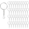 KANSPHY 100 Pack Key Ring with Chain and Open Jump,1 inch Split Round Keychain Rings Bulk for Craft Making Jewelry