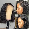 Cocoarm 14 Inch Short Curly Bob Wigs Human Hair 150% Density Wigs For Black Women With (1)