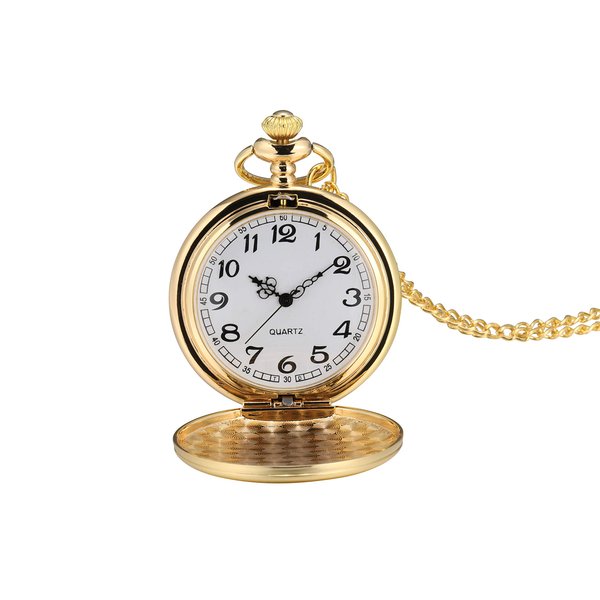 I-MART Smooth Vintage Pocket Watch with Chain (Gold)