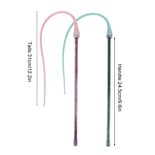 2PCS Mice Tail Cat Teaser Toys, Interactive Cat Wand Toys with 2 Tail Refills, Wiggling Tail Cat Chasing Toys for Cats Kittens Birthday Christmas