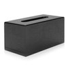 MyGift Modern Black Wood Grain Tissue Box Cover with Easy Refill Slide Out Bottom, Refillable Bathroom Facial Napkin Tissue Box Holder