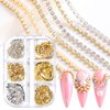 Metal Nail Art Chains Decorations, Gold Silver Nail Art Line Accessories, Punk Luxury Pearl Gem Nail Art Glitter Design, 3D Nail Art Chain Supplies for Women Manicure Art, Resin Nail Art Tips Tools