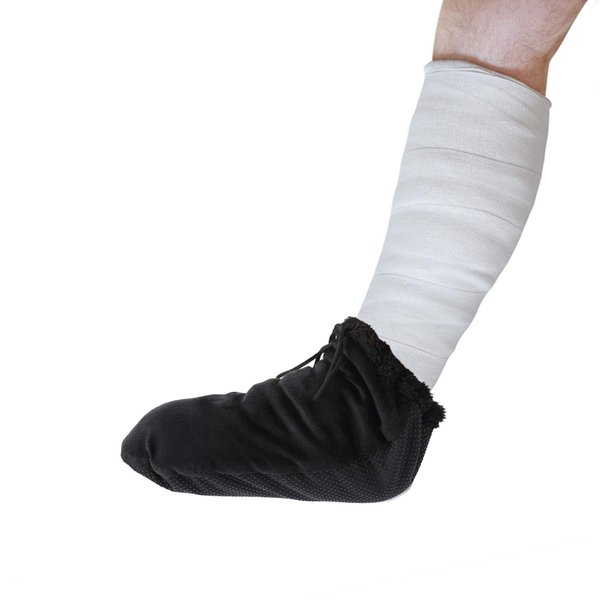 Fibee Cast Toe Cover Sock for Foot Leg Cast Cover for Men Women Non Slip Keep Warm Adjustable Black Toe Warmer Cover Protector One Size Fits Most 0.5'' Thick 14.5" Long