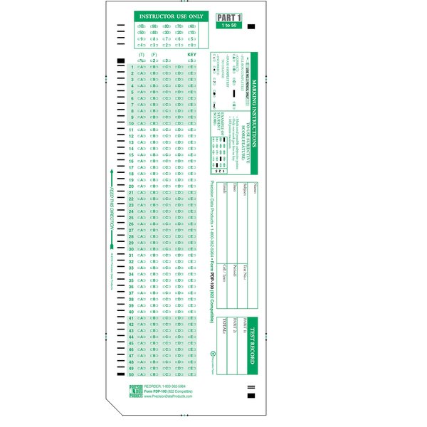PDP-100, 882-E Compatible Testing Forms (25 Sheet Pack)