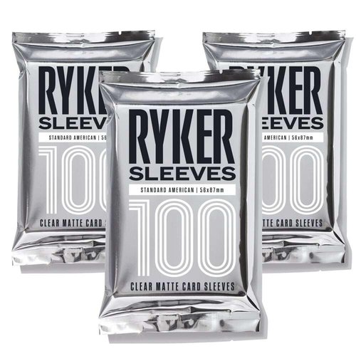 Ryker Sleeves Standard American Board Game Sleeves and Kpop Photocard Protectors (3 Pack, Clear, 56x87 mm)