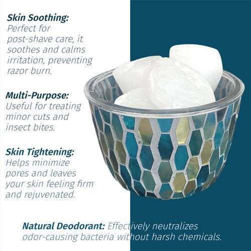 ALUMBRE Polished Natural Alum Stone - 80g - 100% Pure Crystal for Odor Control, Skin Soothing, Tightening, and Razor Burn Relief - Natural Deodorant and Aftershave