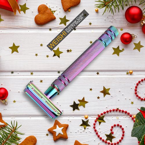 WEISHI Safety Razor Butterfly Open Double Edge Elegant Rainbow Color