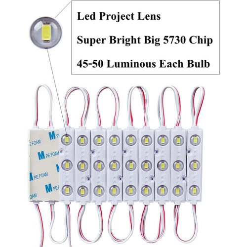 9.8 FT 5730 3 Led Module Light White Waterproof with Self-Adhesive Tape for Sign Lettering Storefront Window Exterior Light,Only LED Lights,12V Power Supply Not Included