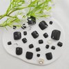 Solid Color Press on Toenails Short Fake Toe Nails Artificial Toenail Press ons Glossy Glue on Tonails Square False Toenails Black Full Cover Acrylic Stick on Nails for Women 24Pcs