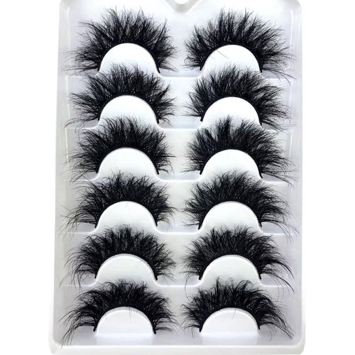 HBZGTLAD 6 Pairs False Eyelashes Cat-Eye Fluffy Faux Mink Lashes 8D Wispy Lashes Dramatic Long Thick Volume Fake Eye Lash(SR-01）