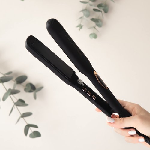 NuMe Megastar X Rose Gold Hair Straightener, 1.75 Inch, Tourmaline Ceramic, Negative Ion Conditioning, Fits All Hair Types, World Voltage