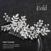 Evild Rhinestone Wedding Hair Comb Leaf Bead Headpieces Clip Crystal Bridal Headdress Flower Accessories for Brides and Bridesmaids (Silver)