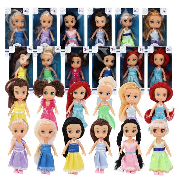 Liberty Imports 12 Pack Little Royal Princess Toddler Dolls with Dresses, Girls Imaginative Pretend Play Small Dolls Party Favors Collection (5-Inches)