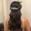 Rosarden Flower Bride Wedding Hair Vine - Shiny Crystal Pearl Diamond Long Hair Band - Girls' Wedding Hair Accessories - Women's Dancing Party Hair Accessories - Elegant Wedding Headwear, Clear