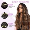 Balayage Clip in Hair Extensions Invisible One Hairpiece 18 Inch Ombre Chocolate Brown to Caramel Blonde 80G V Shape Clip in Hair Extensions 3/4 Full Head Silky Straight Highlight Clip On Hair #4/27