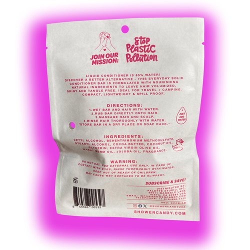 Shower Candy Argan Oil Solid Hair Conditioner Bar | Natural Conditioner with Plastic-Free Packaging | Zero Waste Compostable Pouch - SLS free Conditioner| Travel Size Conditioner Bars