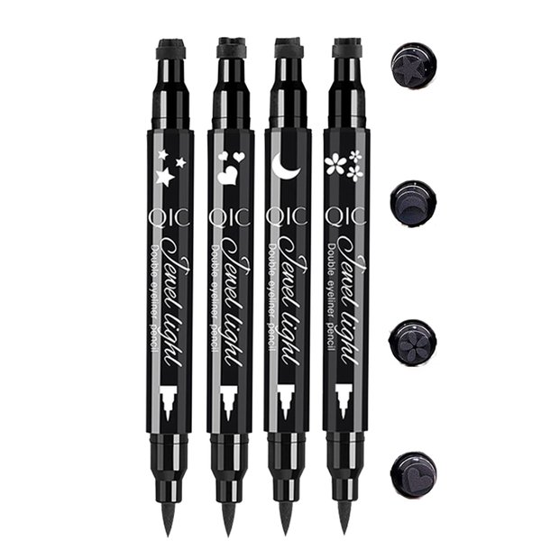 TUKEFEV Winged Eyeliner Stamp 4 Pack Eyeliner Stamps Black Eye Liner Pencil Waterproof Smudge-Proof Eyeliner Stamp Liquid Long-Lasting Liquid Eye Liners for Women