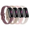 4 PACK Sport Bands Compatible with Fitbit Luxe Bands for Women Men, Soft Replacement Straps Wristbands for Fitbit Luxe Fitness Tracker (Light Pink/Starlight/Smoke Violet/Milk Tea,Small)