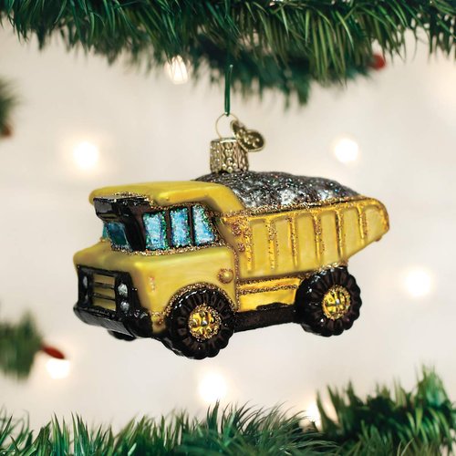 Old World Christmas Glass Blown Ornament for Christmas Tree, Dump Truck