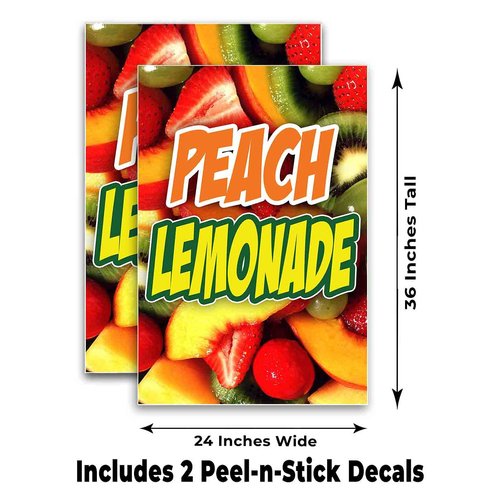 Organic Peach Lemonade (24" X 36") Vinyl Decal Only (Pack of 2) |Sign|Sticker|Poster
