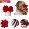 ASTRYAS 4 Pieces Rose Flower Hair Clip Red Rose Bridal Hair Pins Rose Brooch Mexican Flower Hair Accessories for Woman Party Wedding Flamenco Dancer
