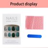 Rilafuvu Press on Nails Medium Long Fake Nails French False Nails Square Acrylic Nails Jade green Acrylic Nails Glossy Glue on Nails 24Pcs-12 Sizes