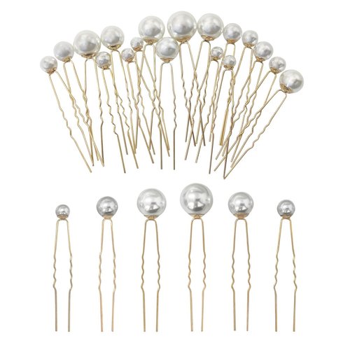 18 Pieces Wedding Pearl Hair Pins U Shape Barrette，Wedding Vintage Pearl Rhinestone Hair Pins Accessorie for Brides Bridesmaid Women(gold)