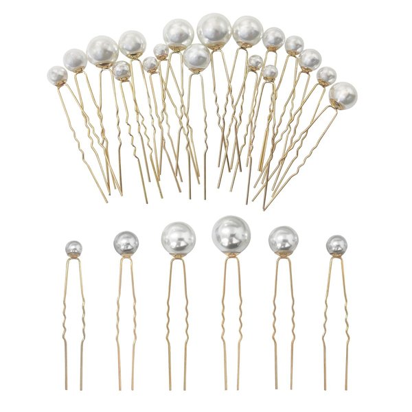 18 Pieces Wedding Pearl Hair Pins U Shape Barrette，Wedding Vintage Pearl Rhinestone Hair Pins Accessorie for Brides Bridesmaid Women(gold)