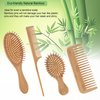 Bamboo Hair Brush and Comb Set - Eco-Friendly Anti-Static Detangling Brush and Combs for Women and Men, Massage Wooden Brushes for Thick, Thin, Curly, Straight, Dry or Wet Hair