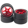 4PCS ShareGoo Metal 1/28 Wheel Rims & Rubber Racing Tires 5-Spoke Compatible with Wltoys K969 K989 P929 Kyosho Mini-Z Mini-Q Mini-D 1/28 RC Car (Red)