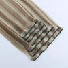 Lovrio 9A Grade 120g 16 inch Clip in Human Hair Extensions, Piano Color Ash Brown/Light Chestnut Brown Fading to Platinum Ash Blonde P8/60, Double Weft Remy Hair Make Full Head 7 pieces 18 clips
