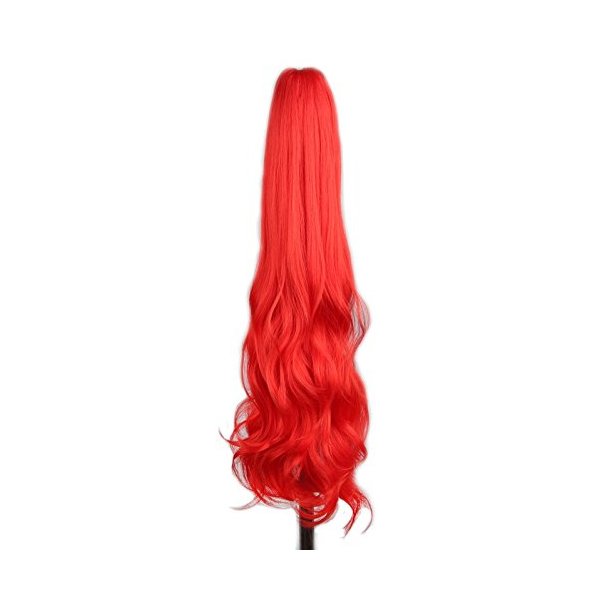 Yuehong Long Wavy 21" Colorful Clip In/On Hair Extensions Piece Curly Claw Ponytail wig (Red)