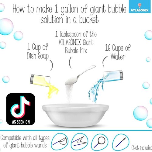 Atlasonix Giant Bubble Solution 14 Gallons - Bubble Refill, Giant Bubble Mix for Big Bubble Solution Refill for Kids, All Natural Bubble Concentrate Bottle for Bubble Machine