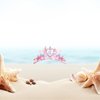 BAHABY Little Mermaid Birthday Decorations 4th Birthday Girl Headband Mermaid Party Favors Mermaid Rhinestone Hair Accessories for Girls- Pink