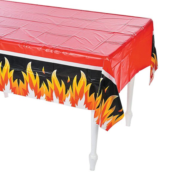Fire Heroes Disposable Tablecloth - Fire Plastic Table Cover 9 FT Long - Firefighter Party Supplies - Fire Birthday Party, Firefighter Theme Birthday Party - Fire Table Decor - Fire Decoratioms