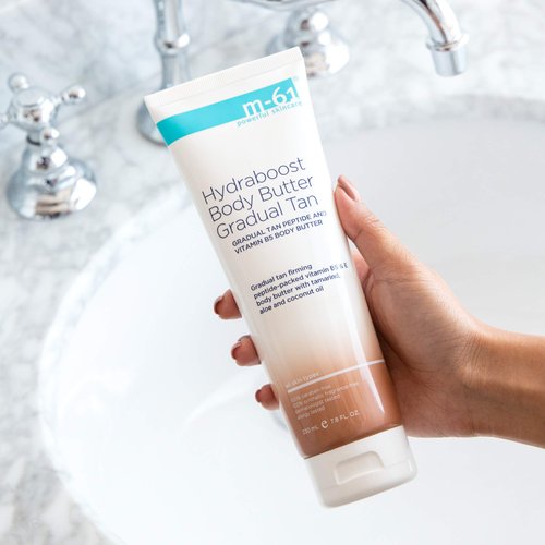 M-61 Hydraboost Body Butter Gradual Tan - Unscented hydrating and firming gradual tan body butter with peptides, plankton extract and vitamin B5