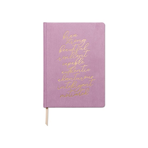 DesignWorks Ink Affirmations Sueded Paper 7.5'' x 10.25'' Lavender Jumbo Journal Notebook with Cloth Cover, Gold Accents, Lined Pages, Ribbon Marker for Work, Writing, Journaling (JD80-2028)