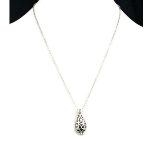 Reflect Teardrop Silver Filigree Essential Oil Diffuser Necklace- 18"