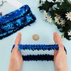 GORGECRAFT 12PCS Sequin Headband Elastic Glow Stretch Sparkle Glitter Fashion Adjustable Hair Band Accessories Pack Set for Girls Women Teens Sports Dance Party Teams Crafts(Blue)