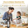 Churro Maker Machine Kit, Stainless Steel Churro Maker Kit with 1 Piping Bag and 8 Piping Nozzles, 1 Brush, and 16 Discs, Churro Filler Kit with Recipe Book, Easy to Clean