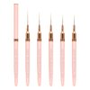 MEKK Liner Brush for Nails Gel 5PCS Nail Art Brushes Sizes 7/9/12/15/20mm for Nail Polish Painting Design Nail Art Brush with Metal Handle Pink Nail Brushes for Nail Art