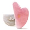 Rena Chris Gua Sha Facial Tools-Fuller, Ergonomic Rose Quartz Jade Gua Sha Stone for Face Massage,Jawline Sculpting and Puffiness Reducing, Skin Care Massager(Pink)