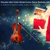 Wooden Mini Violin Model Display, with Bow Stand and Case Musical Ornament Craft, for Home Office Decoration Birthday Valentine's Day Gift
