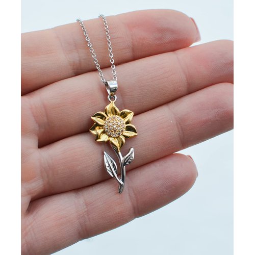 Reusable Wife Sunflower Pendant Necklace, You complete me in every way. I love you, Beautiful Gifts for Wife, Birthday Gifts, Sunflower necklace, Wife gift, Wife jewelry, Wife necklace