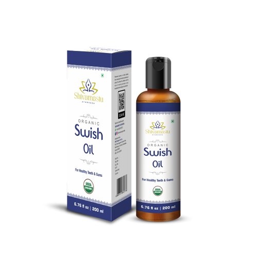 Shivamastu Ayurveda Swish Oil– Organic Oil Pulling Rinse with Coconut Oil– for Oral Health, Teeth, & Gums* – 6.76 fl oz - 200ml
