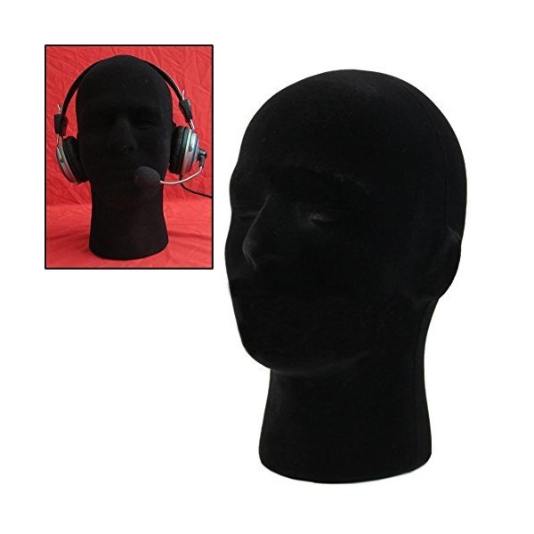 LIAMTU Male Wigs Display Mannequin Head Stand Model HTC Vive VR Headsets Mount Styrofoam Foam Black
